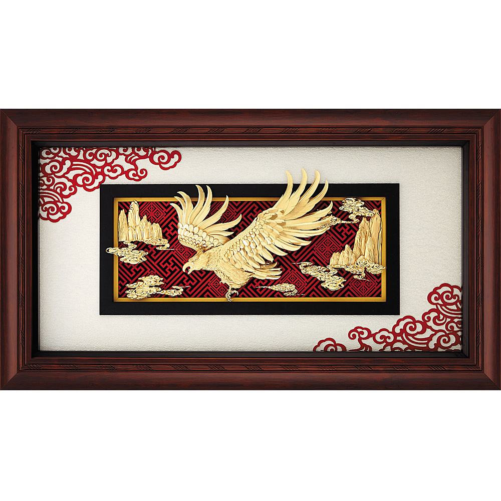 開運陶源純金金箔畫*盛景系列*老鷹【大展鴻圖】133x69cm - PChome