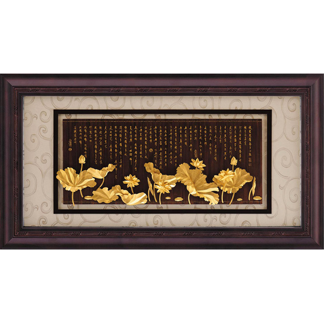 開運陶源 純金金箔畫 *盛景系列*【蓮花心經】...133x69cm