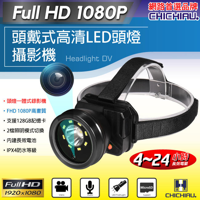 CHICHIAU 奇巧 Full HD 1080P 工程級頭戴式高清LED頭燈攝影機（其他規格）
