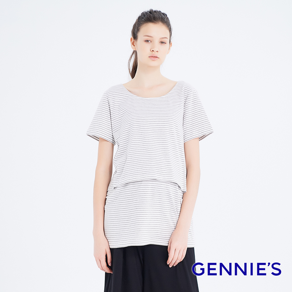 Gennies 奇妮 條紋後交叉哺乳孕婦上衣