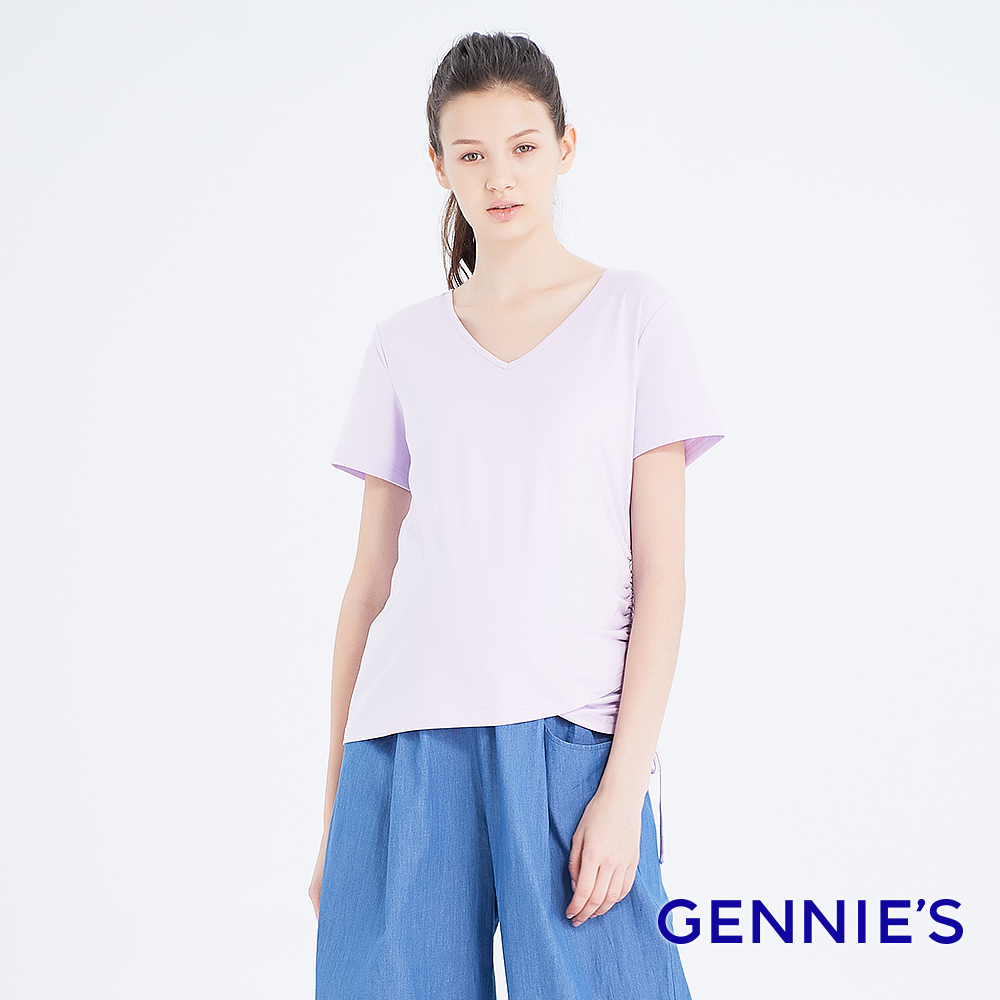 Gennies 奇妮 高棉V領上衣(紫)