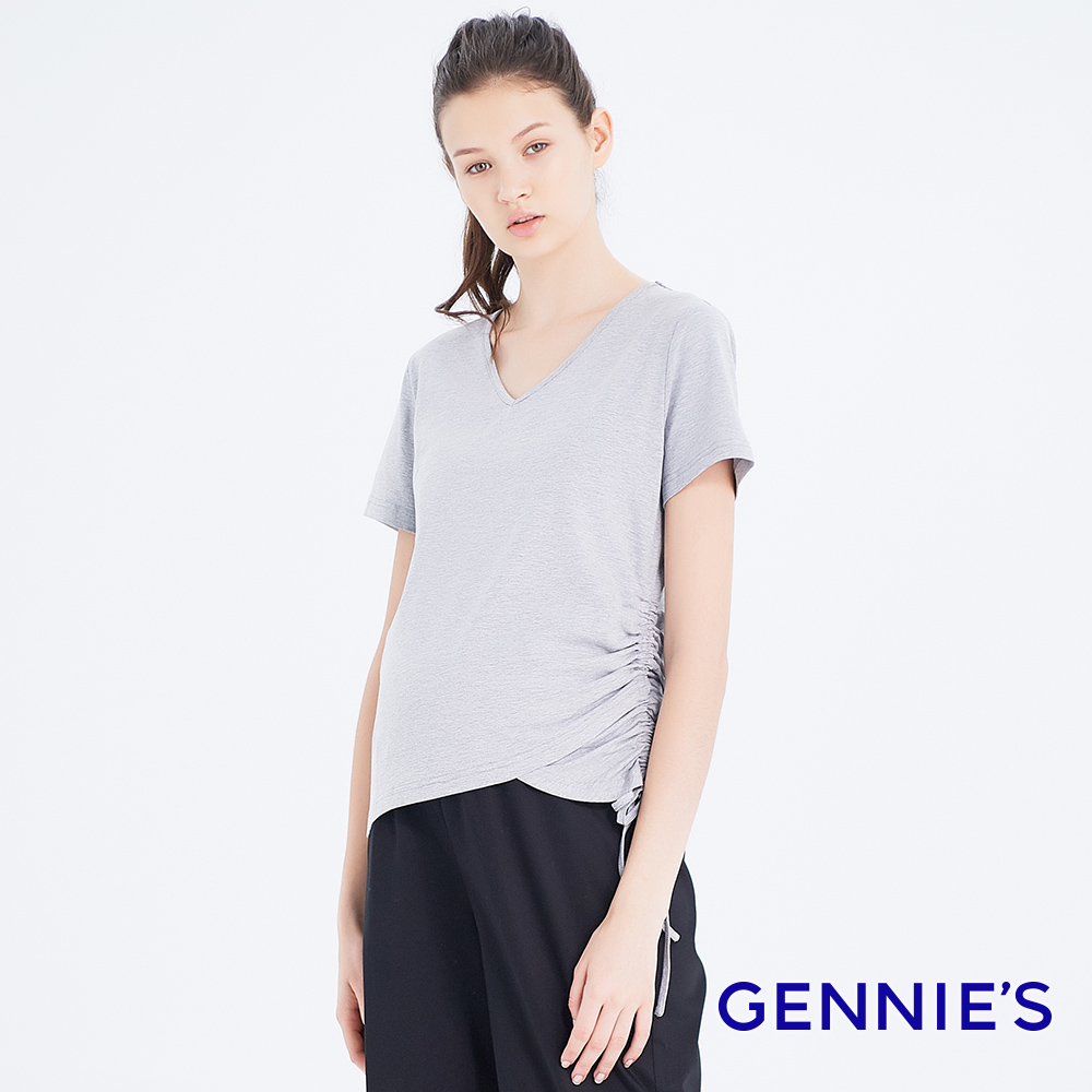 Gennies 奇妮 高棉V領上衣(灰)