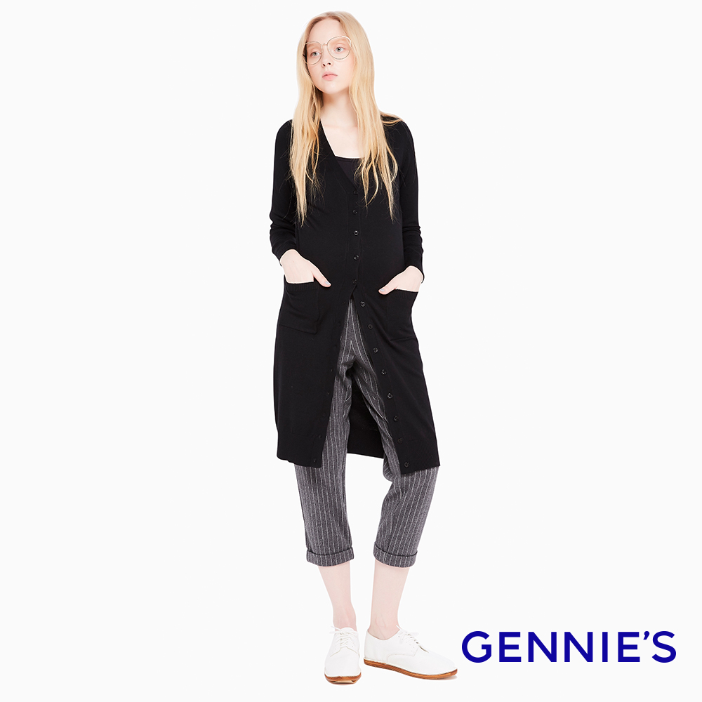 Gennies 奇妮 百搭修身長版外套(黑)