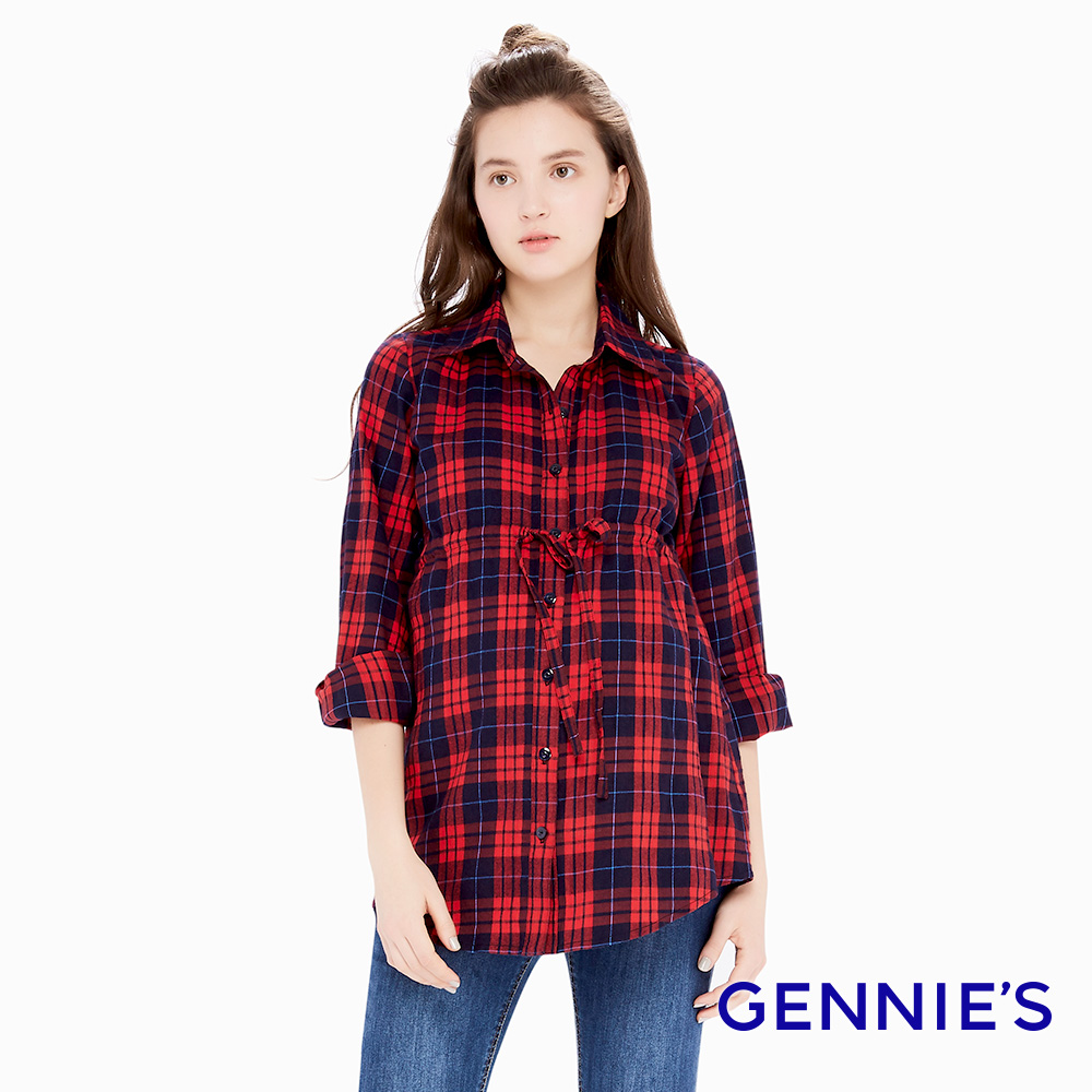 Gennies 奇妮 經典格紋綁帶上衣(紅藍格)