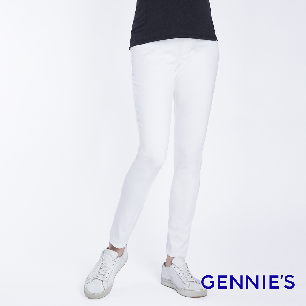Gennies 奇妮 彈力窄管顯瘦修身褲(白)