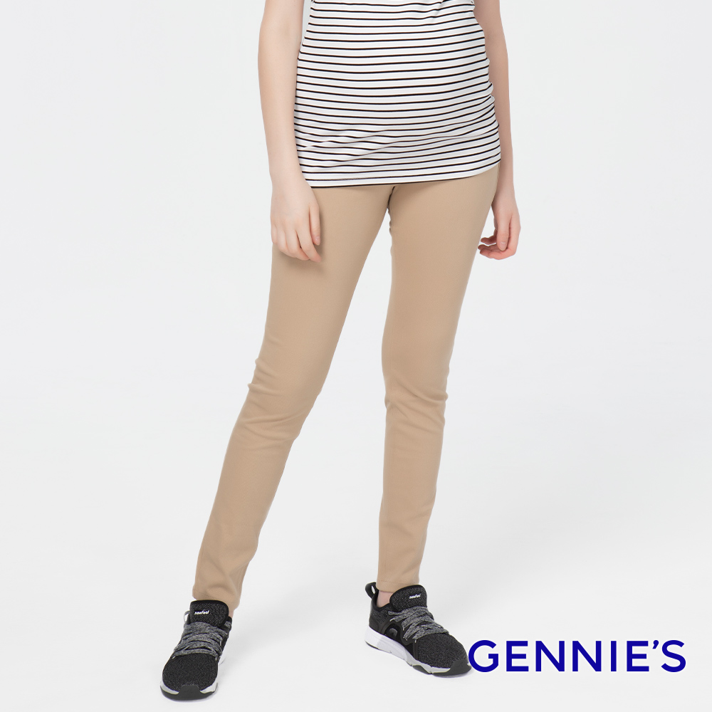 Gennies 奇妮 彈力窄管顯瘦修身褲(卡其)