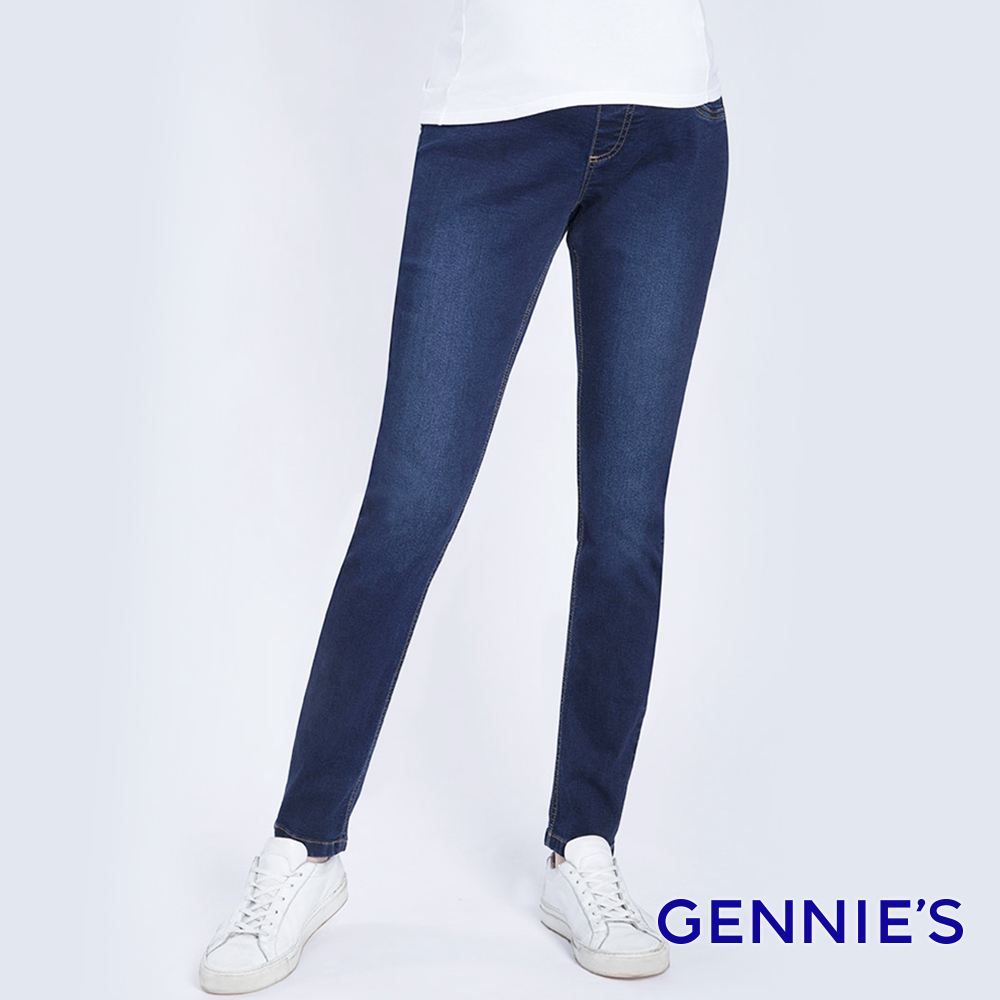 Gennies 奇妮 彈力刷色窄管牛仔褲(深藍)（其他規格）