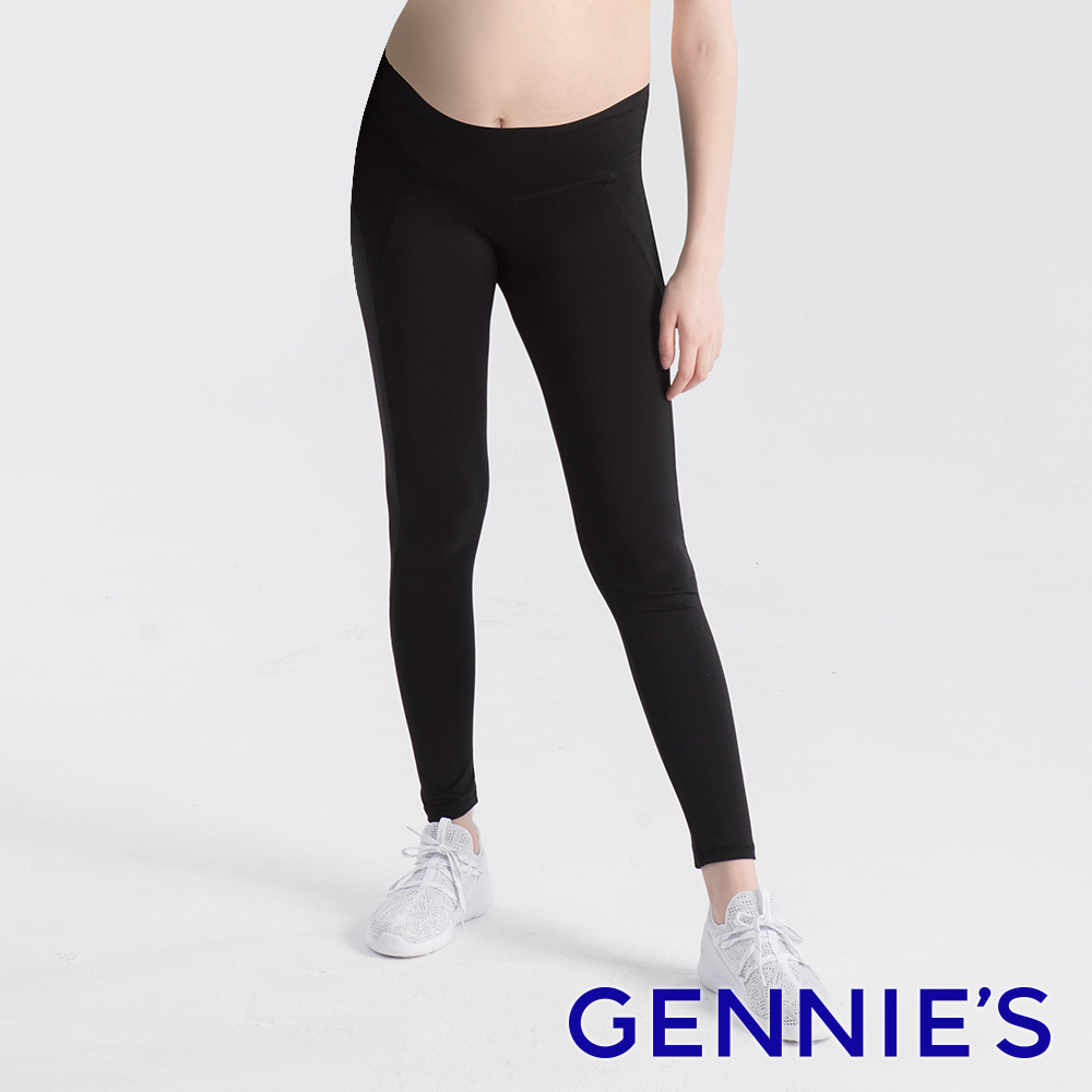 Gennies 奇妮 FITNESS蜜桃輕托孕婦運動褲(黑)