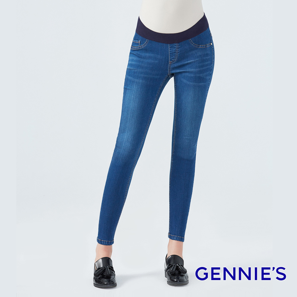 Gennies 奇妮 經典修身彈性窄管牛仔褲(藍)