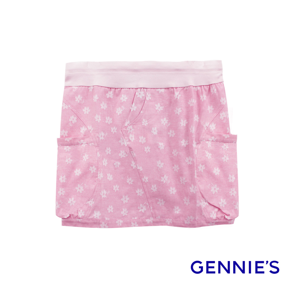 Gennies 奇妮 時尚百搭春夏短裙(粉紅花)