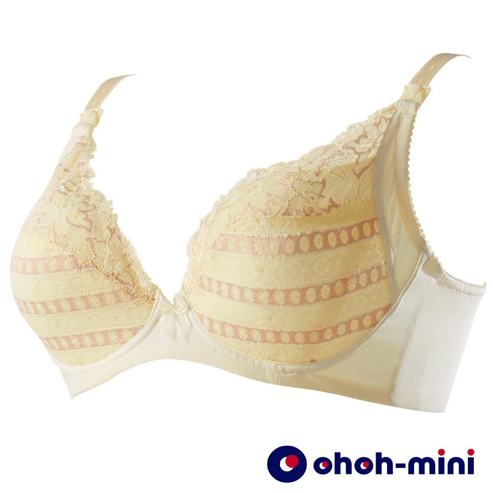 Gennies 奇妮 V溝影雙色蕾絲哺乳內衣 歐歐咪妮(黃)