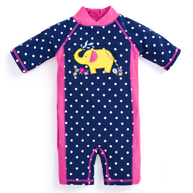 JoJo Maman BeBe 英國  嬰幼兒/兒童連身式防曬泳裝_黃色大象(JJD7967)