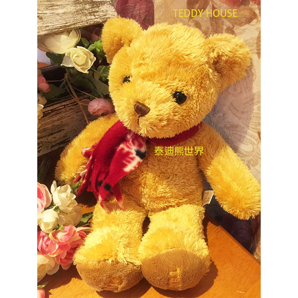 【TEDDY HOUSE】泰迪熊 玩偶公仔絨毛娃娃TEDDY BEAR泰迪熊圍巾(小)(棕)正版泰迪熊有靈氣好運泰迪熊