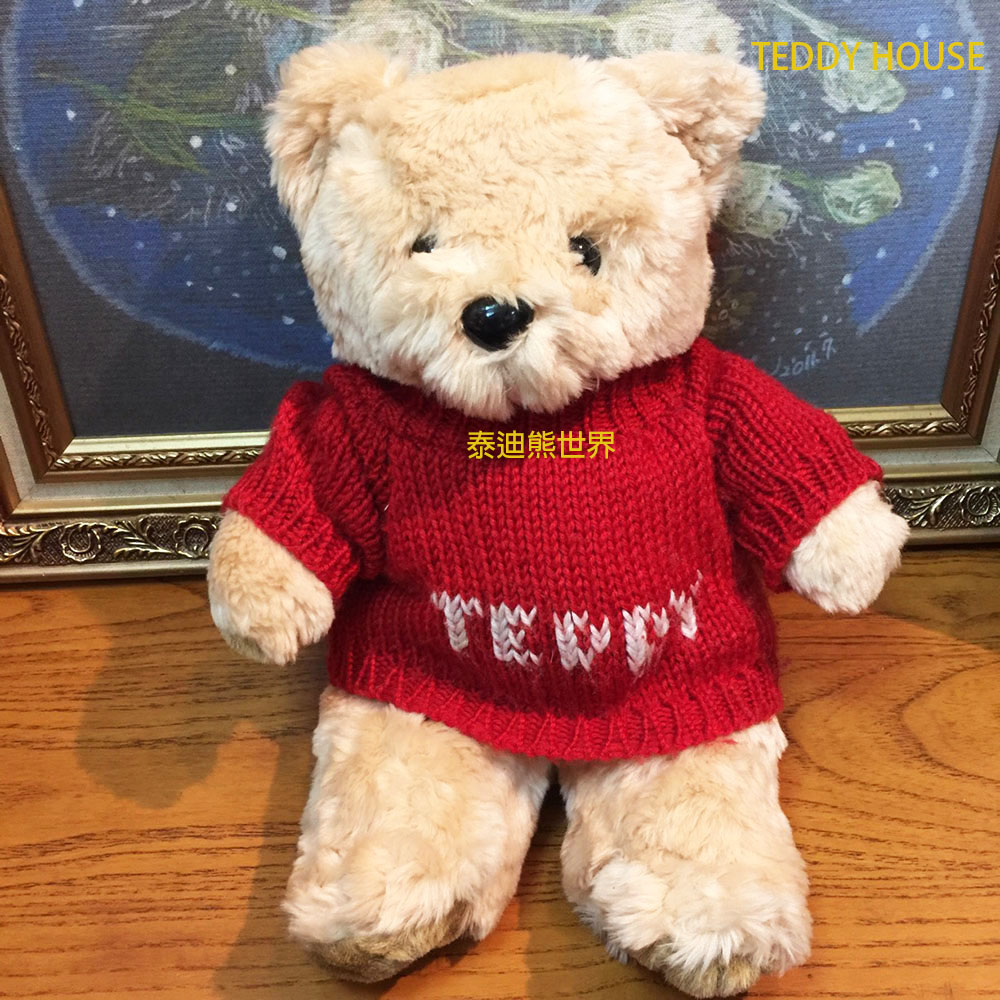 TEDDY HOUSE 泰迪熊 【TEDDY HOUSE】泰迪熊玩具玩偶公仔絨毛娃娃胖胖毛衣泰迪熊(小)(紅)可許願有靈氣好運泰迪熊