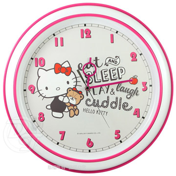 HELLO KITTY小熊可愛風超靜音掛鐘 JM-W9610KT