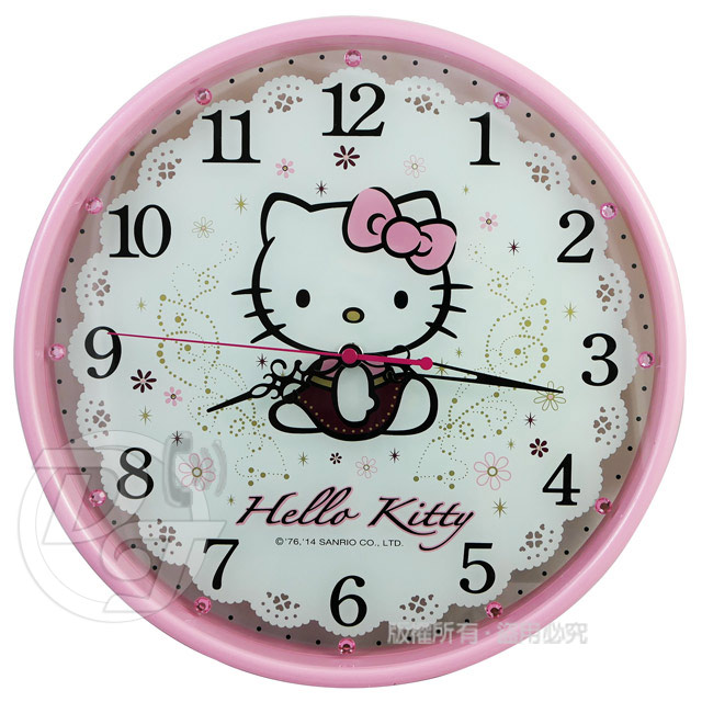 Hello Kitty 甜蜜粉超靜音掛鐘 JM-W598KT