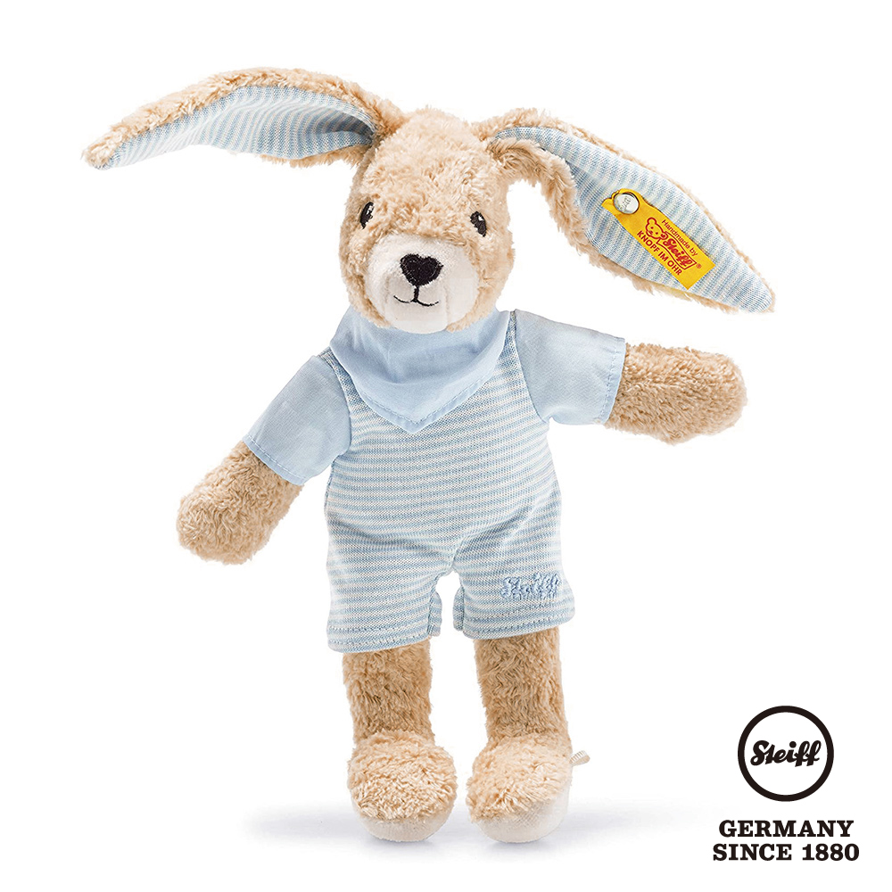 STEIFF 金耳釦泰迪熊 德國 - Baby-Hoppel Rabbit 藍色兔子 (嬰幼兒玩偶)