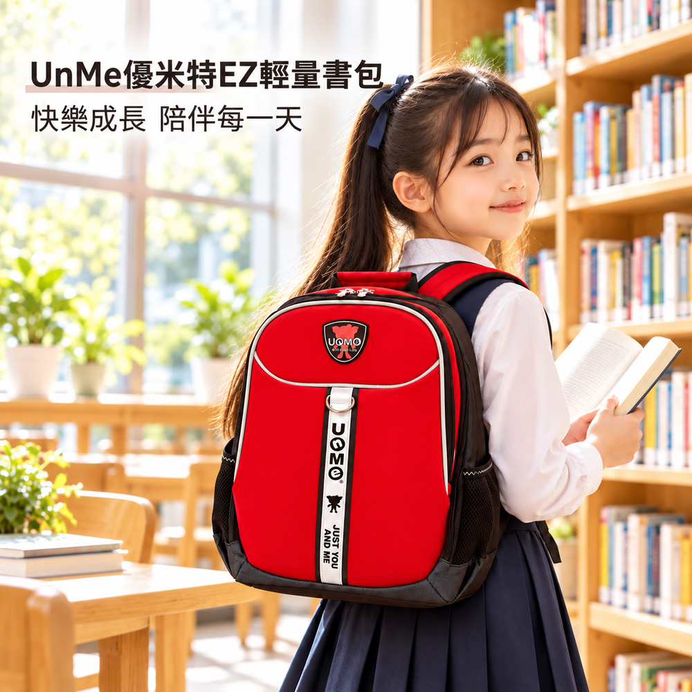 UnMe 優米特 高年級 輕巧大容量 簡約設計 多功能 電腦 後背書包 紅色 台灣製造