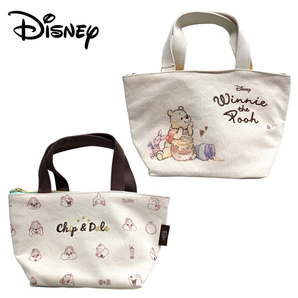 Disney 迪士尼 【日本正版】 帆布 保冷袋 手提袋 便當袋 保冷提袋 奇奇蒂蒂 小熊維尼  176924 177006