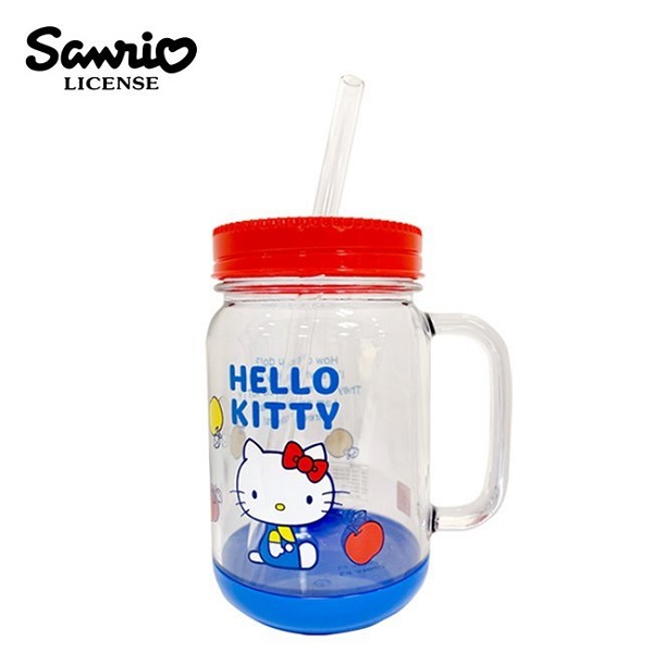 Sanrio 三麗鷗 【正版授權】凱蒂貓 萬用沙拉罐馬克杯 500ml 日本製 吸管杯/馬克杯 Hello Kitty SKATER 316883