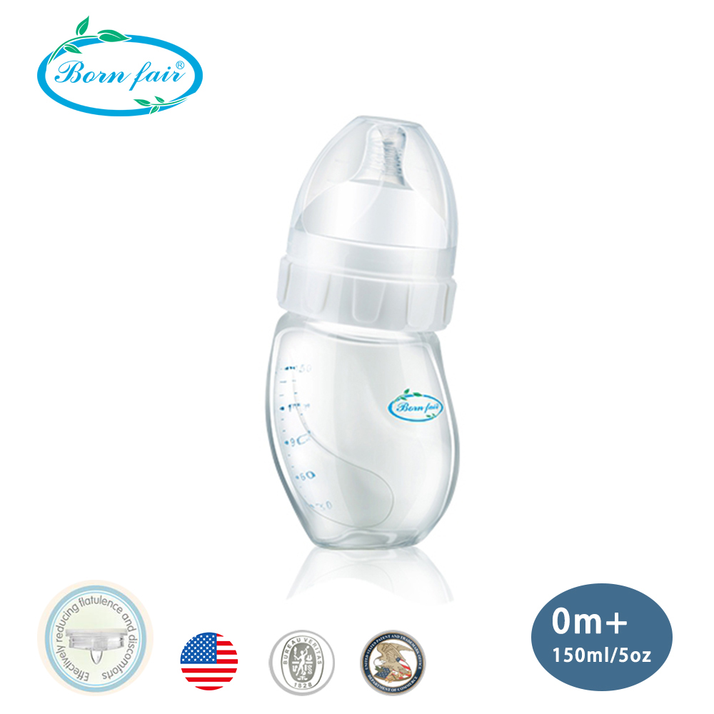 美國  新生兒寬口防脹氣玻璃奶瓶-150ml