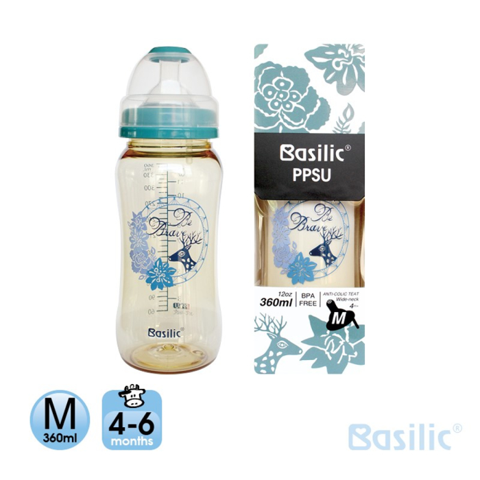 Basilic 貝喜力克 防脹氣PPSU寬口大奶瓶360ml-M