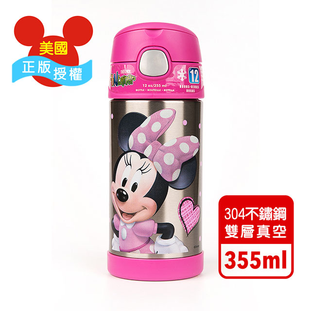 THERMOS 膳魔師 米妮 迪士尼不鏽鋼吸管水壺355ML