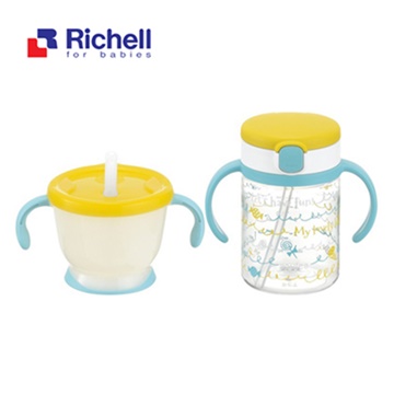 Richell 利其爾 第四代LC 吸管杯組合 (150ml練習杯+200ml戶外水杯) - 棒棒糖（其他規格）