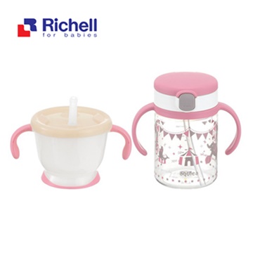 Richell 利其爾 第四代LC 吸管杯組合 (150ml練習杯+200ml戶外水杯) - 棒棒糖