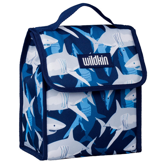 Wildkin 【LoveBBB】符合CPSIA美國 55700 鯊魚家族 直立式午餐袋/便當袋/保溫袋(3歲以上)