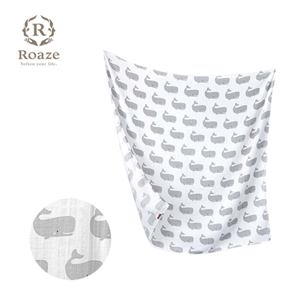 Roaze 柔仕 棉柔包巾毯 - 高尾灰鯨