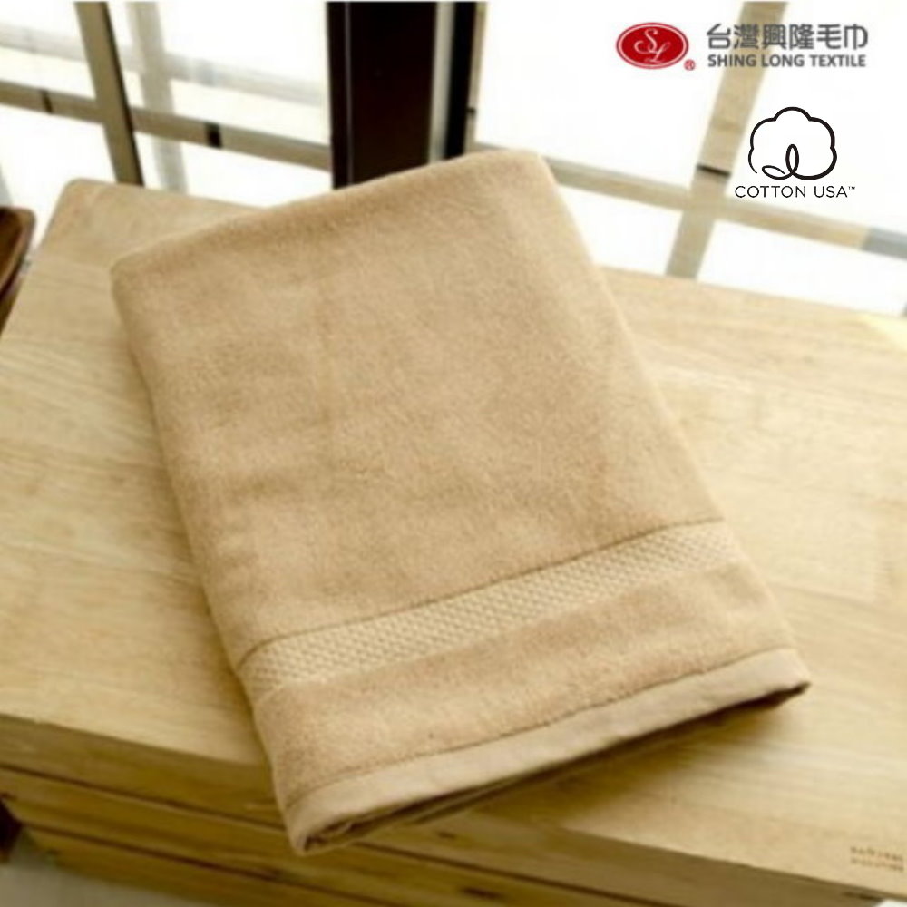 美國棉 雅痞雙股厚款浴巾咖啡金單條 (吸水力佳/柔軟親膚/多色可選/台灣製)