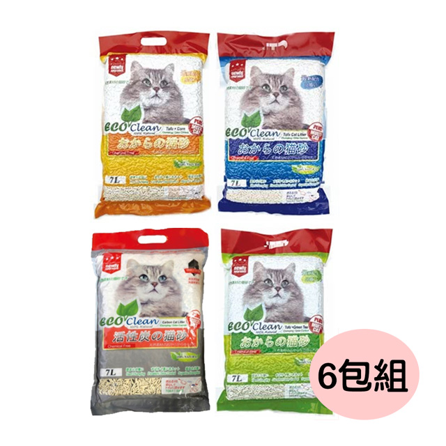 【六包組】艾可豆腐貓砂7L(原味/玉米/綠茶)