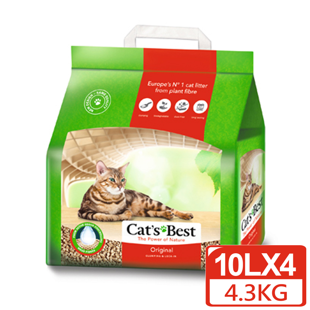 CATS BEST 凱優 凝結木屑砂-紅標經典10Lx4入