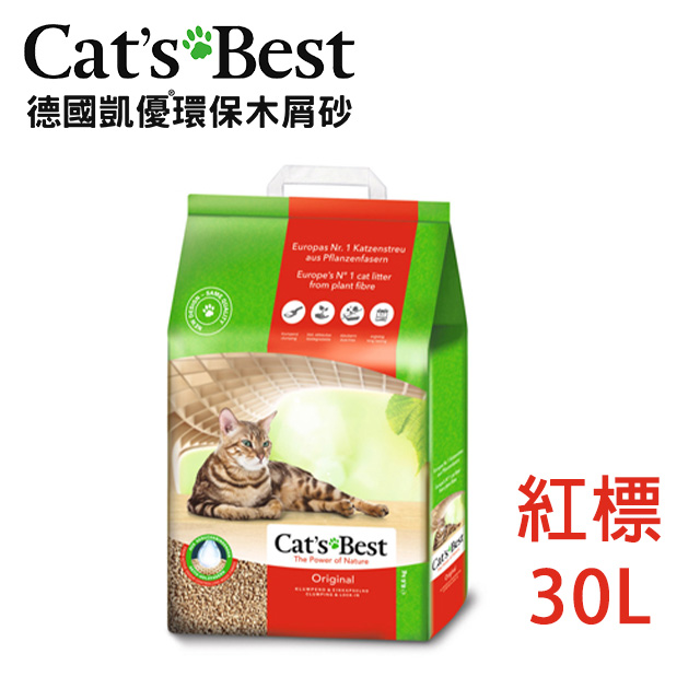 CATS BEST 凱優 【CATS BEST】德國 凝結木屑砂 紅標 30L (13KG)