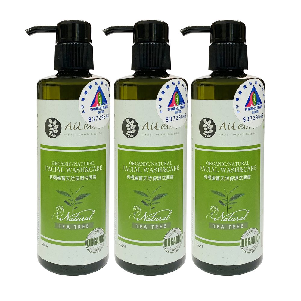 AiLeiYi 愛蕾伊 蘆薈保濕洗面露-茶樹250ml(3瓶/組)