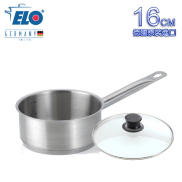 ELO 【南紡購物中心】 德國 不鏽鋼單柄湯鍋16公分(贈玻璃蓋)