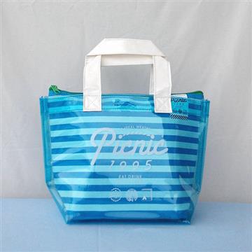 【南紡購物中心】 【日本】防水條紋保冷保溫兩用袋2L(藍) 保冷袋/保溫袋/防水袋