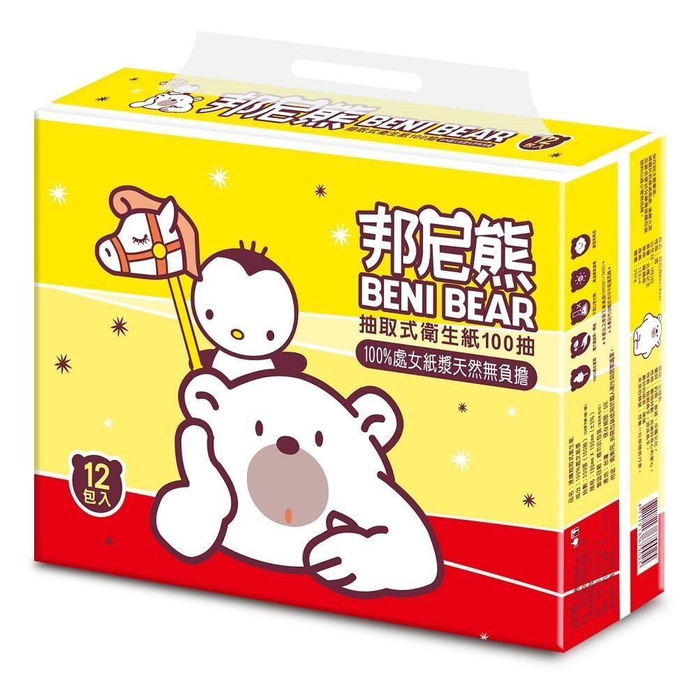 Benibear 邦尼熊 抽取式衛生紙100抽12包6袋