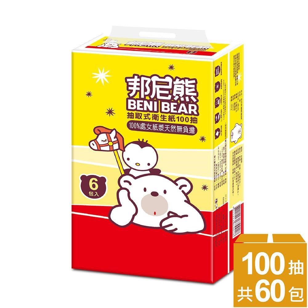 Benibear 邦尼熊 抽取式衛生紙100抽6包10袋