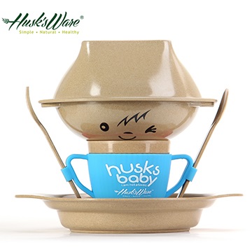 Husk'sWare 稻殼 【南紡購物中心】 【美國Husks ware】天然無毒環保兒童餐具經典人偶款-藍色