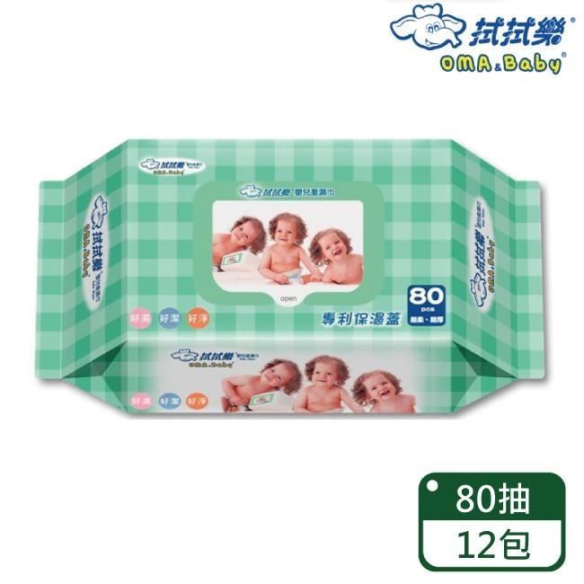 拭拭樂 80抽濕紙巾-純水加厚款-12包