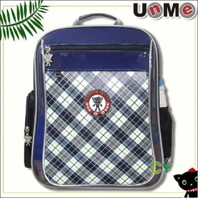 UnMe 格系人體工學後背書包/藍格