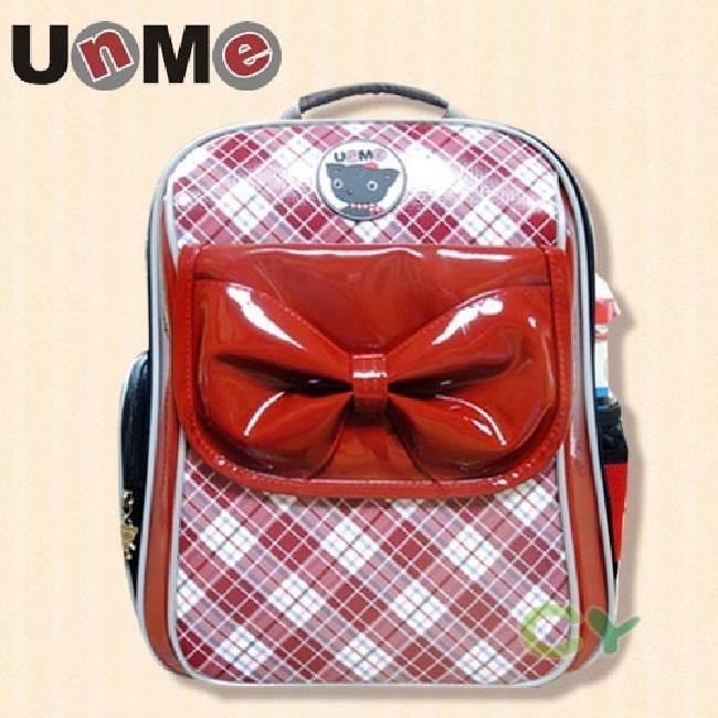 UnMe 蝴蝶領結人體工學雙層後背書包/紅色