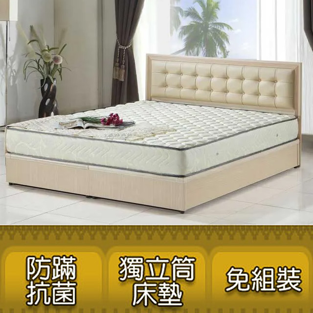 Alina 《蘭花》加厚緹花布蜂巢臥室5尺雙人床組(床底+床墊)(二色可選)