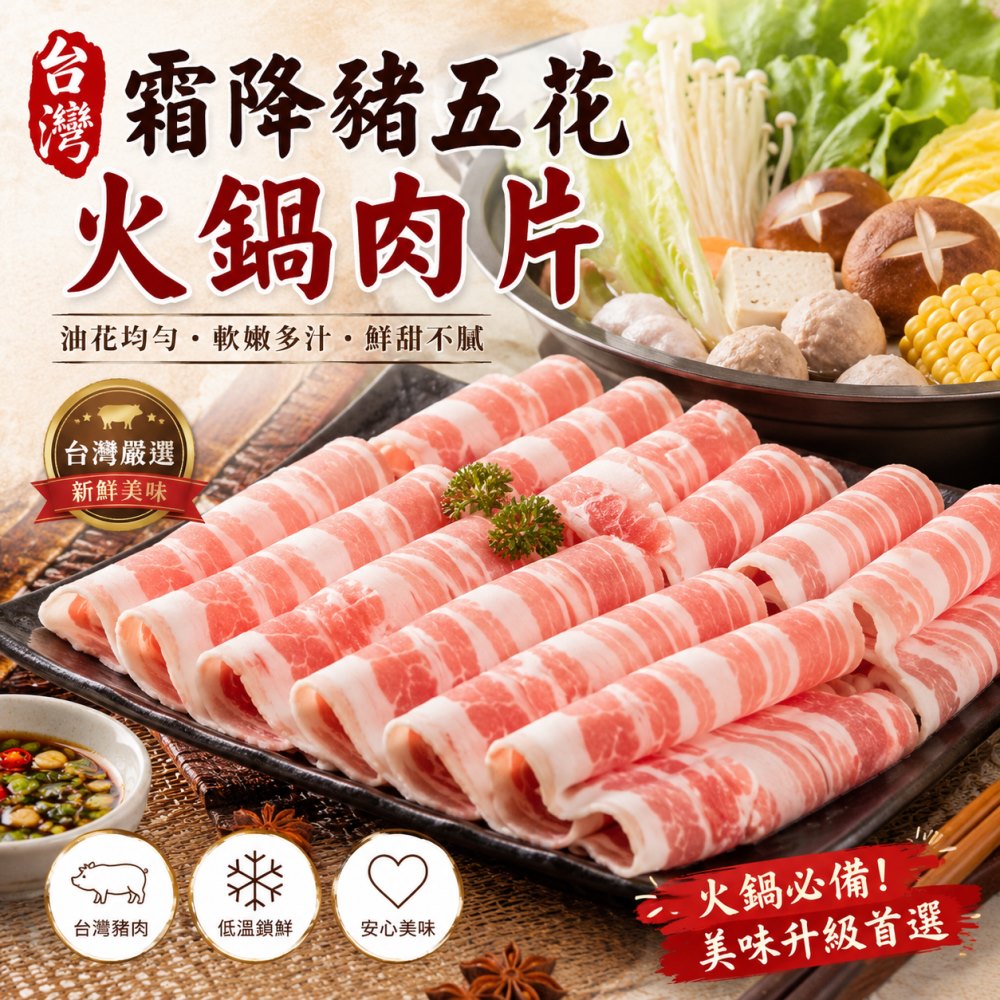 海肉管家 霜降豬五花火鍋肉片(6盒_150g/盒)